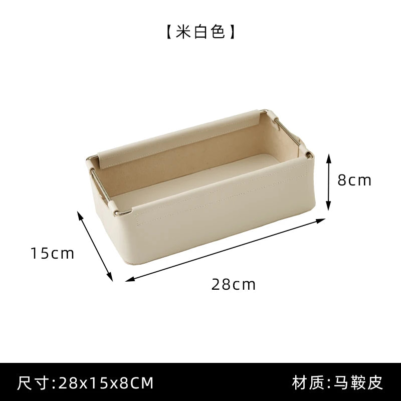 boîtes rangement cuir simili moderne minimaliste beige vert olive noir poignées métalliques