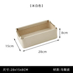 boîtes rangement cuir simili moderne minimaliste beige vert olive noir poignées métalliques