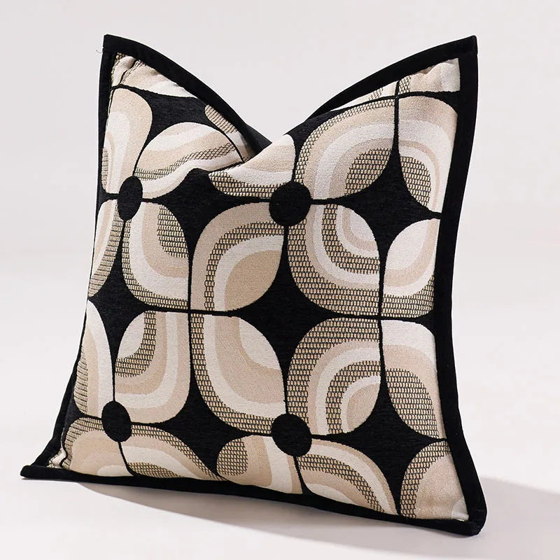 coussin carré géométrique noir blanc beige contemporain canapé chaise lit voiture remplissage optionnel