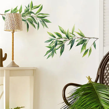 stickers muraux feuilles vertes branches deco moderne chambre salon pvc adhesif naturel botanique minimaliste