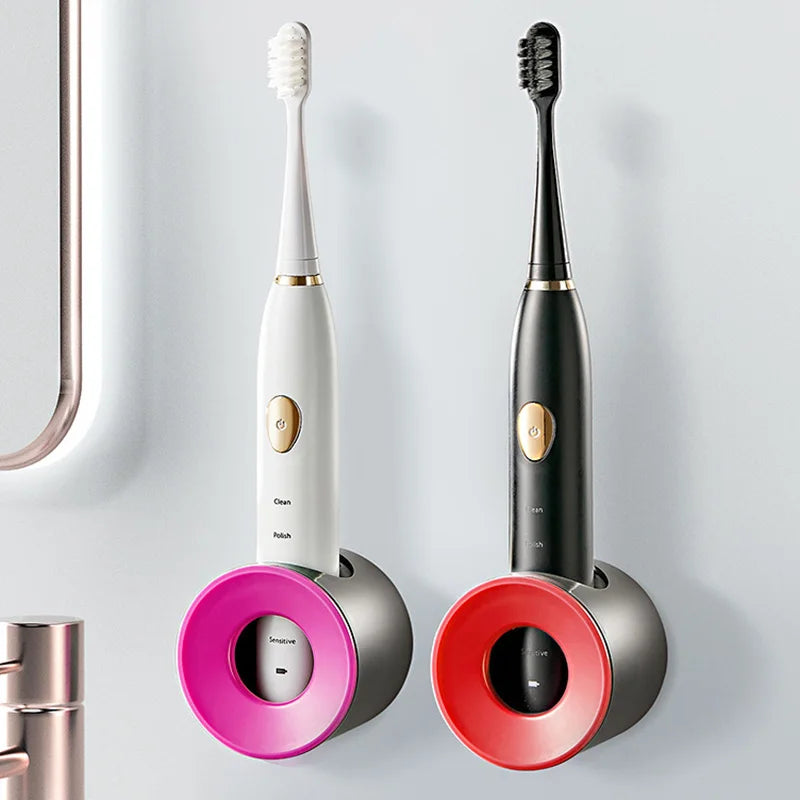 porte brosse dents électrique support mural rangement salle bain moderne gris rose rouge blanc