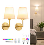 applique murale moderne dorée télécommande incluse éclairage led rechargeable 15 couleurs variées texture métallique