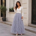 jupe tulle rose clair élégante classique été plissée longueur cheville junior féerique organza polyester