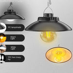 lampe suspendue industrielle noir mat led rechargeable crochets adhésifs lumière jaune