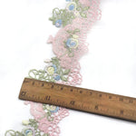 ruban dentelle fleurs brodées beige rose clair opacité traditionnel coton polyester