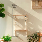 étagère murale bois macramé œil bleu boho chic pot fleurs blanc plante verte
