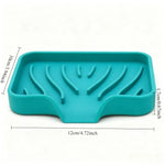 support savon silicone gris bleu rayures modernes facile nettoyer salle bain cuisine