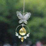 décoration fenêtre pendentif papillon métal cristal vintage anneau circulaire goutte ornement chambre jardin