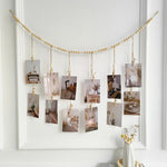 cadre mural photos bois boho rustique clips beige blanc simple geometric