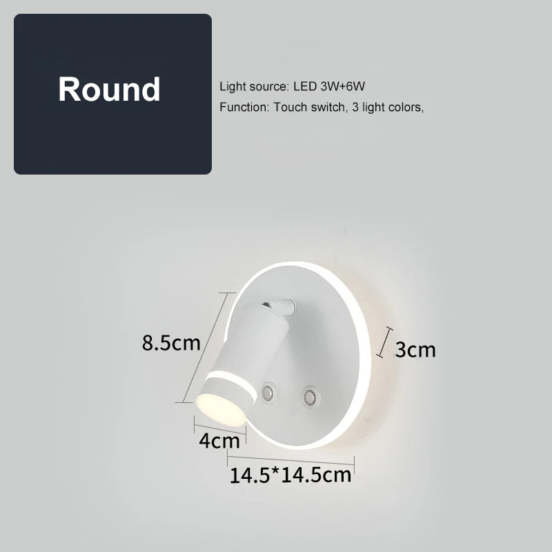 Lampes murales LED modernes prise USB éclairage ambiant noir blanc doré