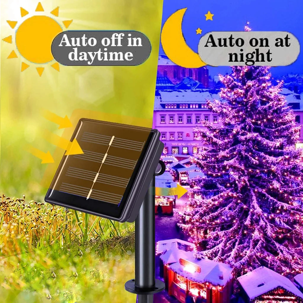 guirlande lumineuse solaire 300 led bleu doré led moderne clipsétales