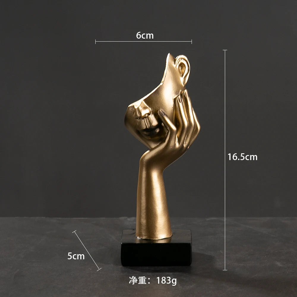 statuettes décoratives visage humain noir blanc doré modernes minimalistes abstraites contemporaines base carrée livres