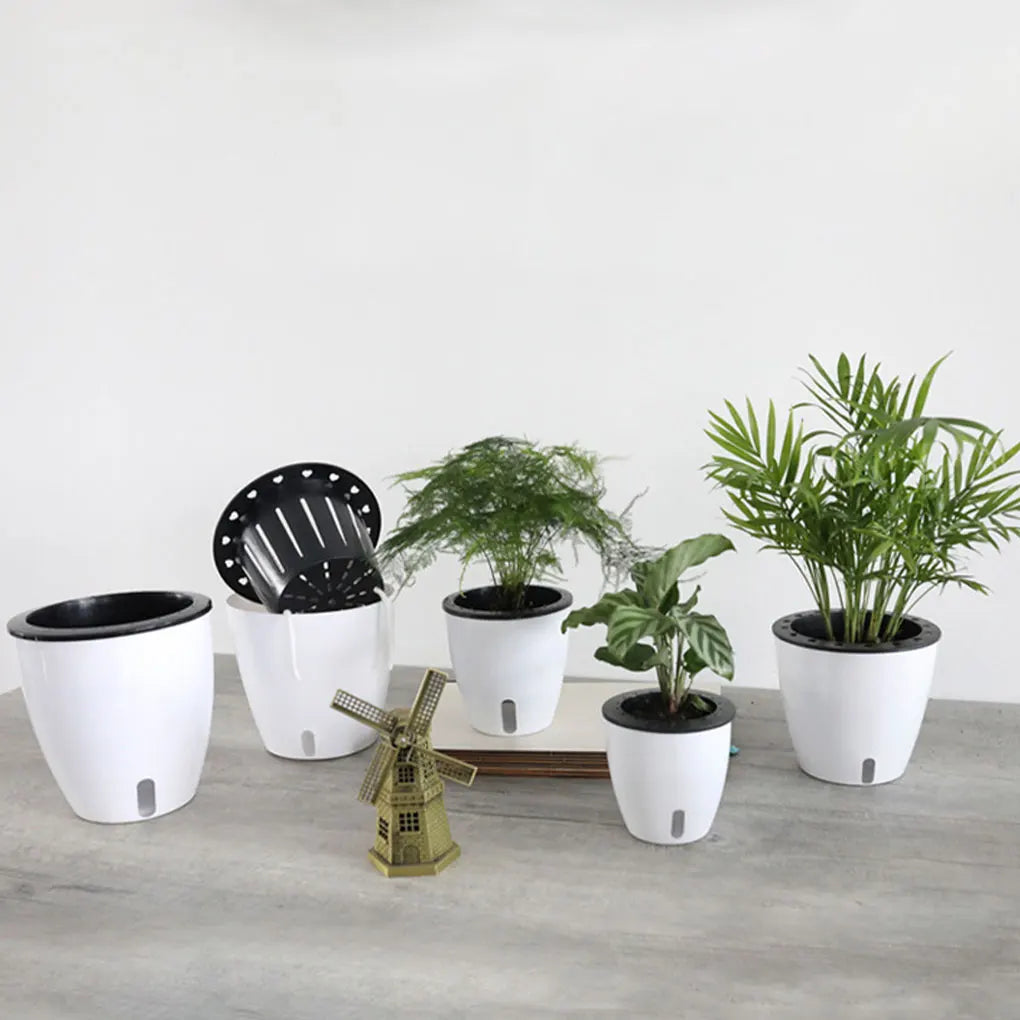 pots plantes modernes blanc noir drainage poignées 11cm 13cm 18cm