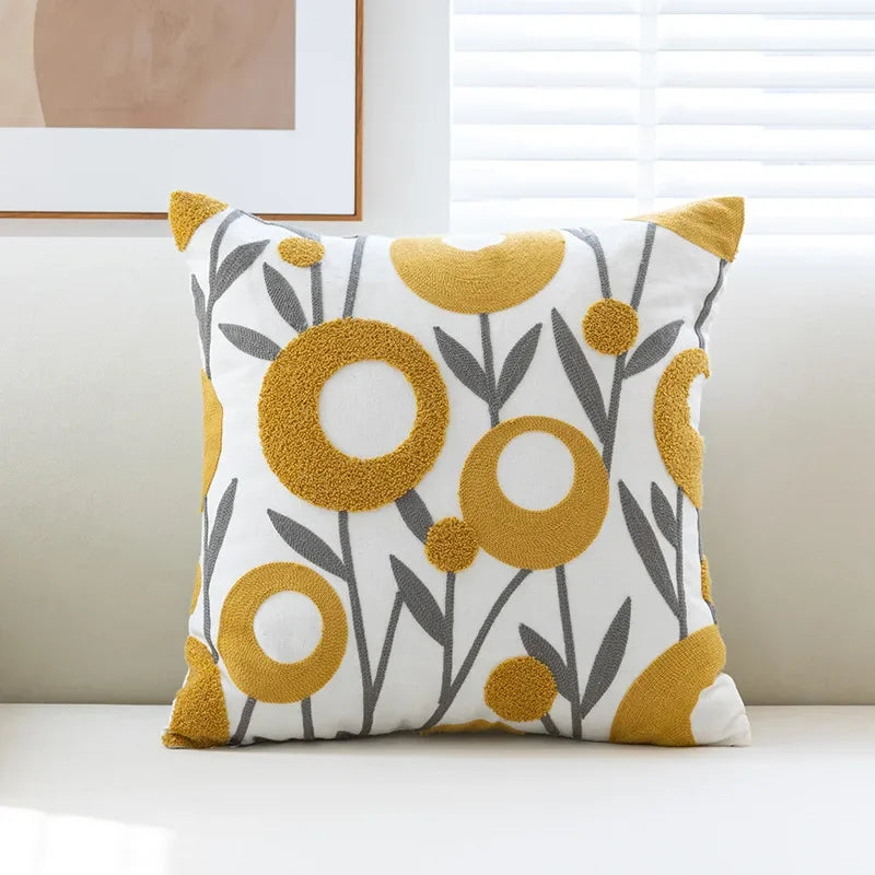 taies d'oreiller brodées motif floral modernes non toxiques maison hospitalière polyester coton respectueux environnement