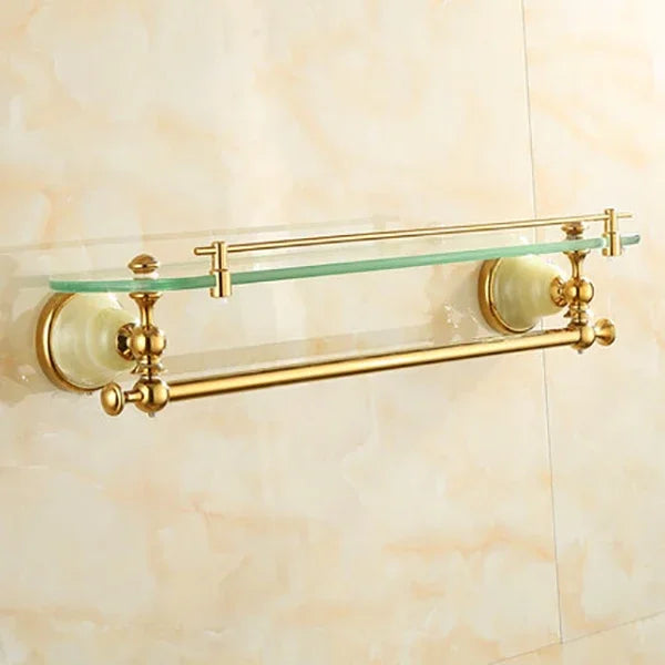 ensemble porte serviettes accessoires salle bain doré classique fixations vis porte serviettes double niveau