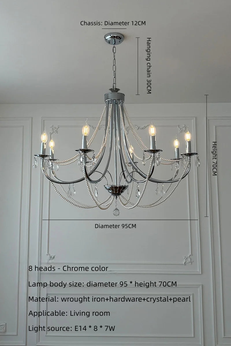 lustre cristal transparent blanches classique gris métallisé blanc ampoules E14