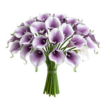 bouquets fleurs artificielles callas violettes blanches decoration mariage anniversaire intérieur