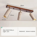 plafonnier moderne quatre lampes bois naturel finition minimaliste quatre ampoules E27