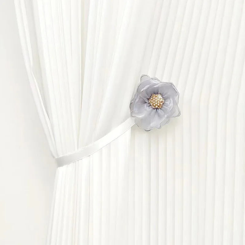 accessoires rideaux fleurs tissu plissé ruban satiné couleurs rose bleu vert violet orange floral