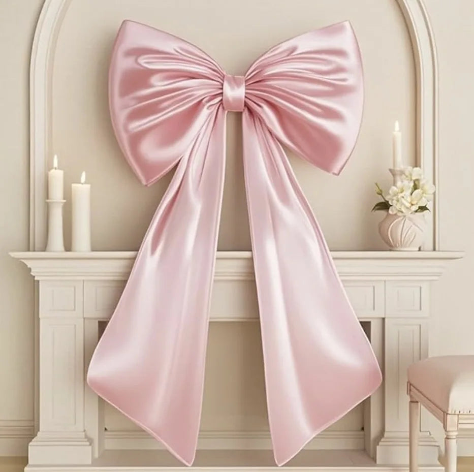 décoration murale nœud satin rose clair mariage anniversaire enfantin papillons festif