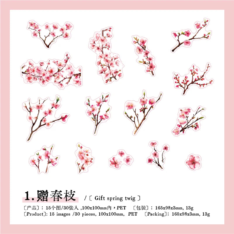 autocollants arbres branches feuilles fleurs scrapbooking étiquettes journal papeterie tasse planificateur transparents naturels