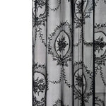 rideau floral dentelle polyester bohème gris noir table basse vintage tringle rideau translucide salon