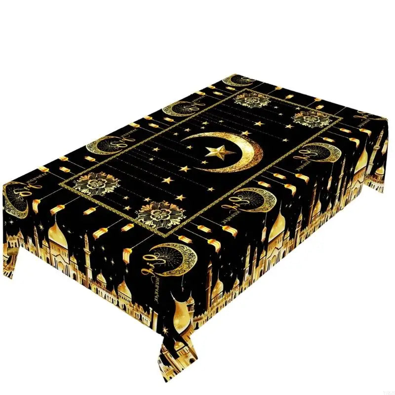 nappe polyester coton or blanc noire motifs islamiques classique adhésive noël grâce nouvel an