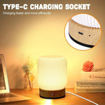 lampe table rechargeable led blanc bois moderne rayures verticales base plate minimaliste températures couleur