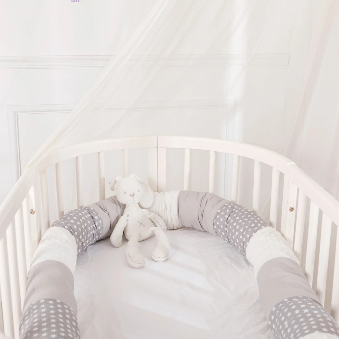 coussin lit bébé étoiles polka dots gris blanc rose confortable doux jouets animaux chiffres
