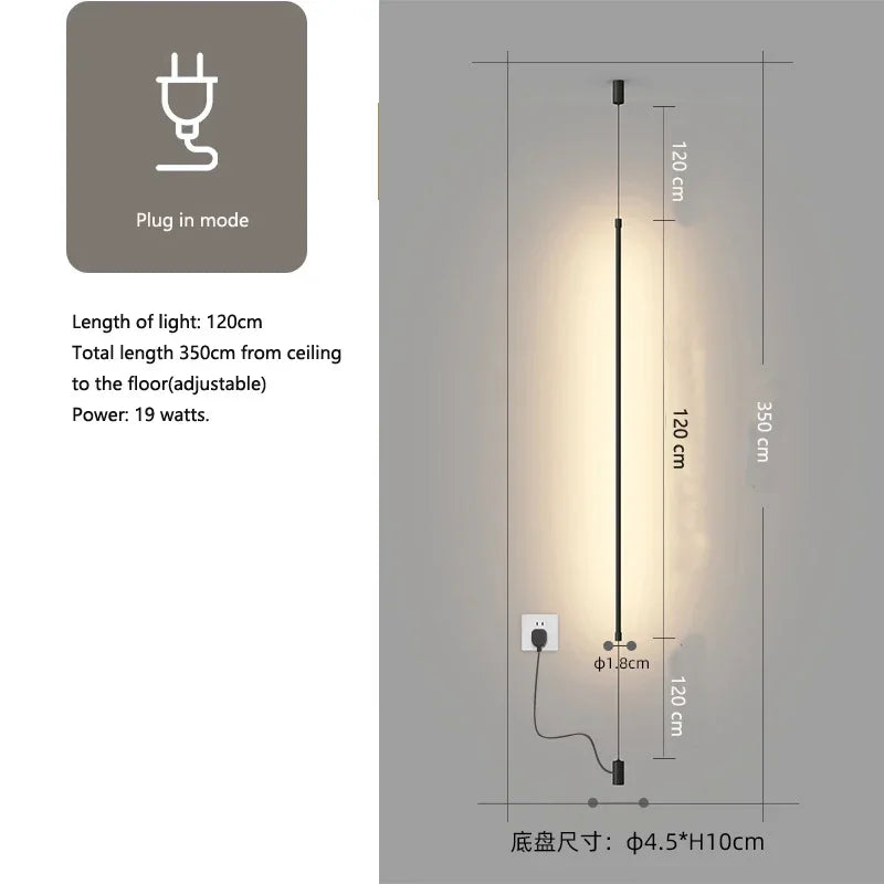 lampe poser moderne noire lisse salon chambre câble prise électrique