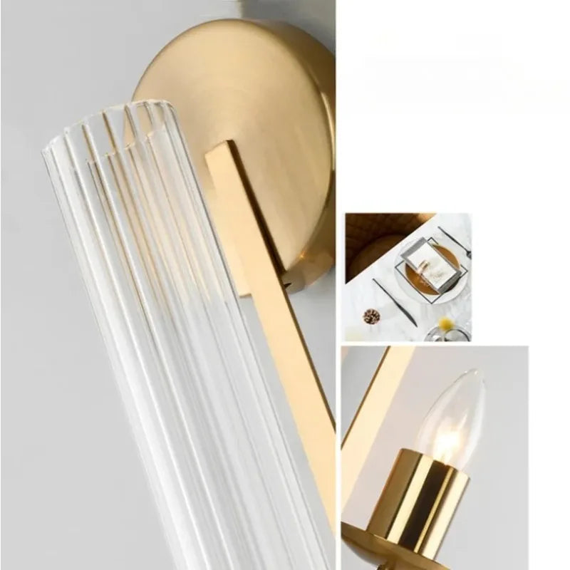 lampes murales modernes or noir abat jour verre rayures ampoule filament apparent chambre cuisine
