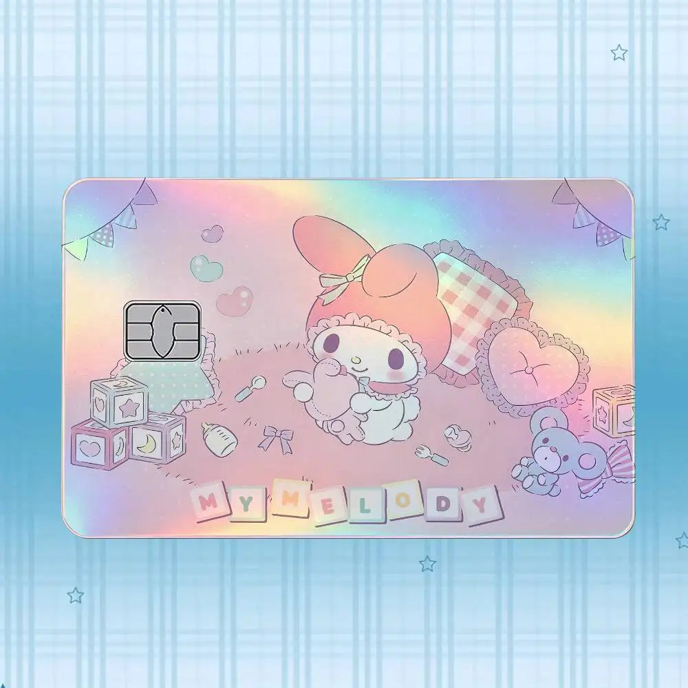 autocollant carte crédit my melody dessin animé rose violet bleu blanc
