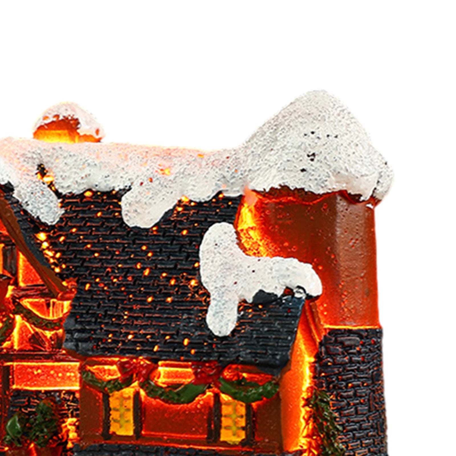 Vue de côté de la maison de village avec éclairage LED chaleureux