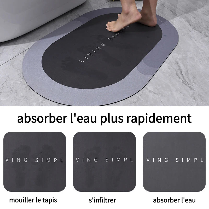tapis bain super absorbant antidérapant moderne motifs géométriques gris living simple