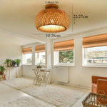 lampe suspendue tissage bambou naturelle moderne rustique 30cm 38cm lumière chaude blanc