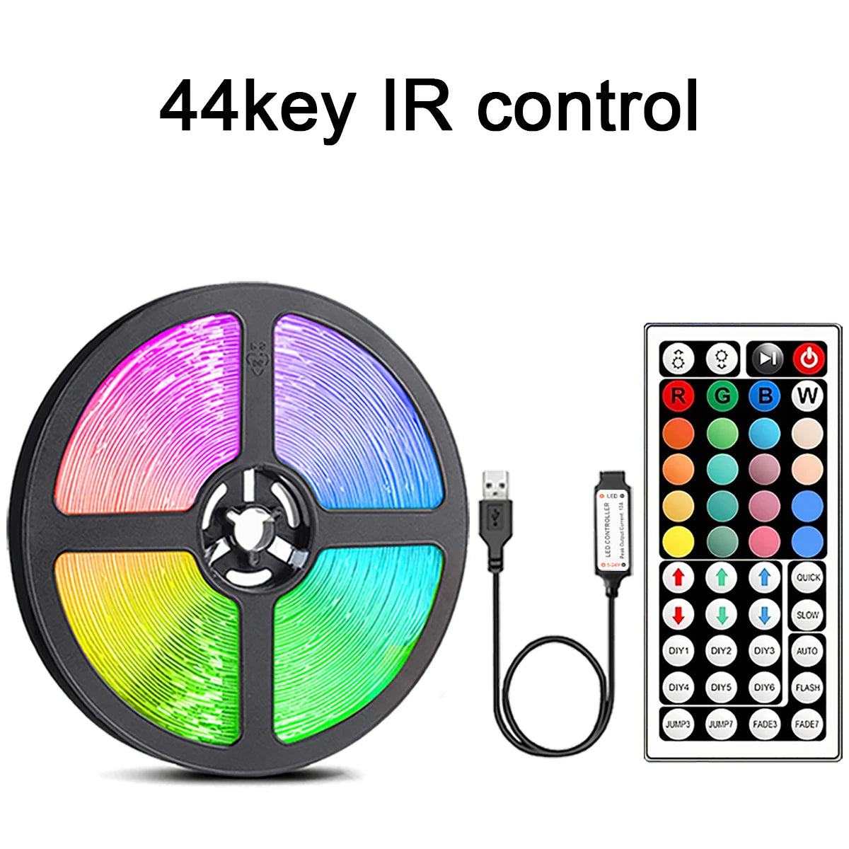 ruban led multicolore moderne télécommande 44 touches adhésif guide chambre salon deco fête