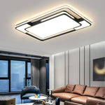 plafonnier led moderne minimaliste noir blanc argenté fixe lumineux rectangle cadre opaque