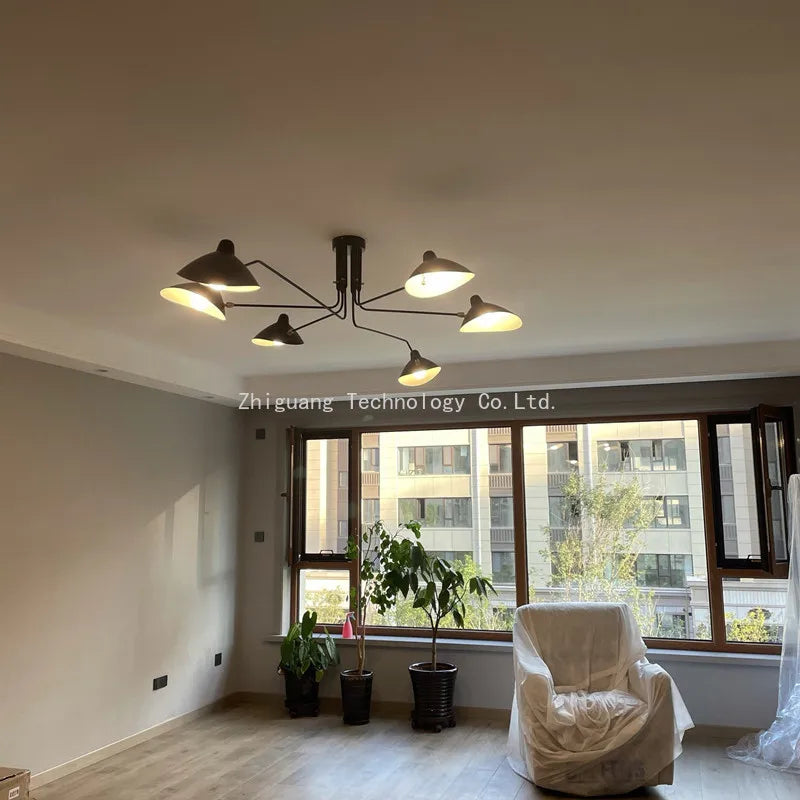 lumière suspension moderne noir doré têtes têtes 6000K 3000K
