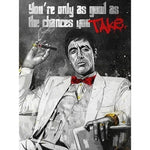 toile d'art portrait argent vert noir texte motivation contemporain réaliste billets banque
