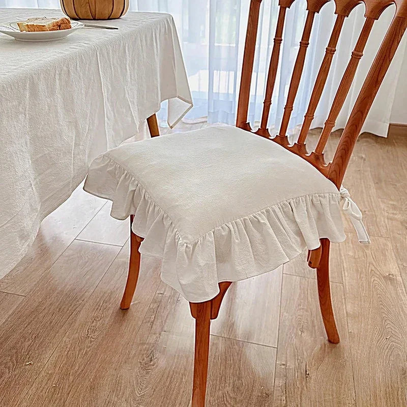 housse chaise blanche coton douce rustique chic décorative amovible lavable 40x40cm 45x45cm 50x50cm