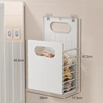 panier rangement pliable blanc moderne vêtements linge salle bain fixations crochets minimaliste