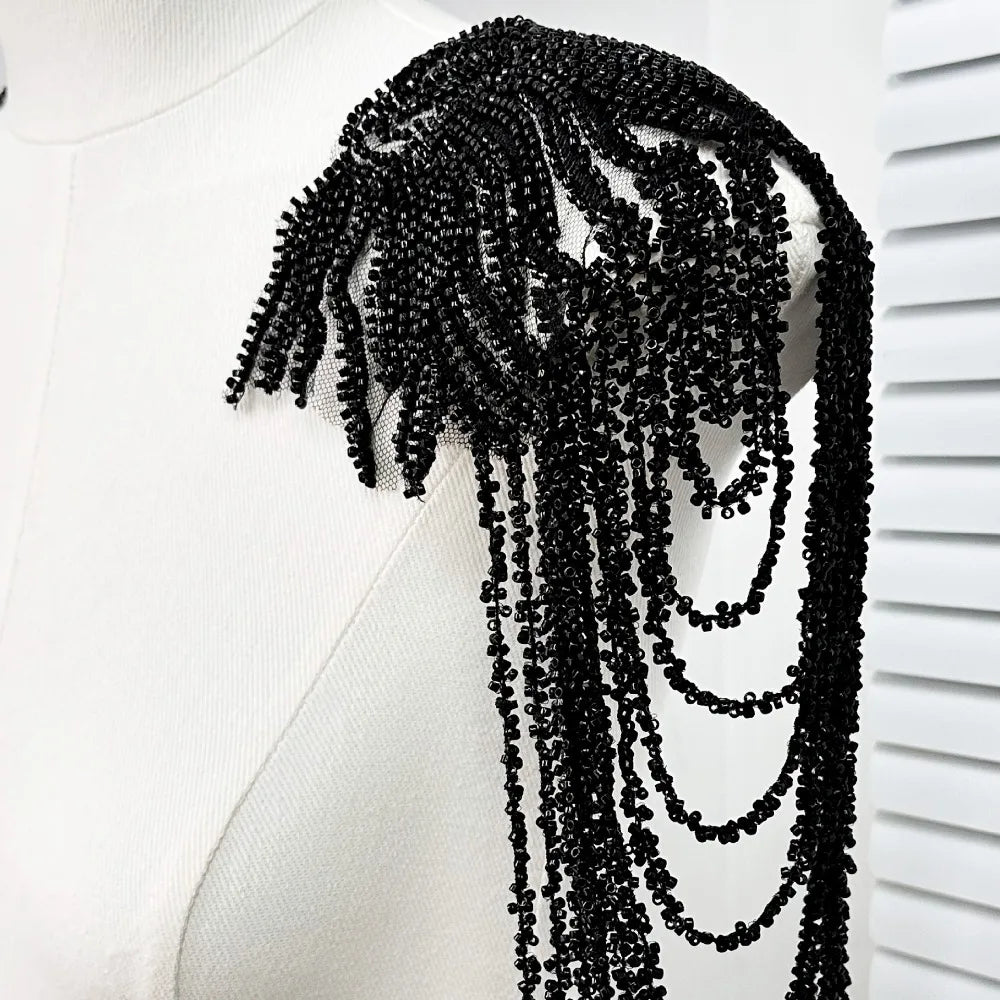 accessoire textile broche franges argenté noir doré élégant chic amovible decoration