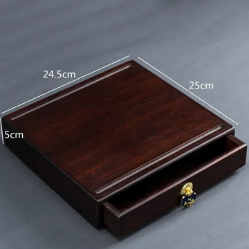 boîte thé marron tiroirs plateau poignées traditionnelle accessoire cérémonie thé pliante rangement ménage moderne