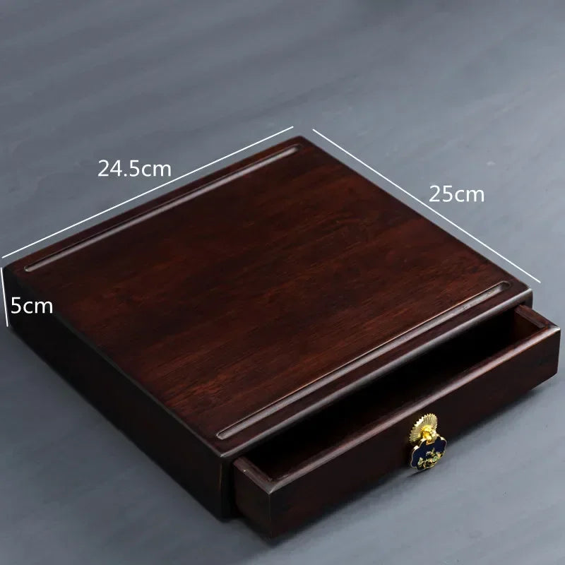 boîte thé marron tiroirs plateau poignées traditionnelle accessoire cérémonie thé pliante rangement ménage moderne