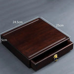 boîte thé marron tiroirs plateau poignées traditionnelle accessoire cérémonie thé pliante rangement ménage moderne