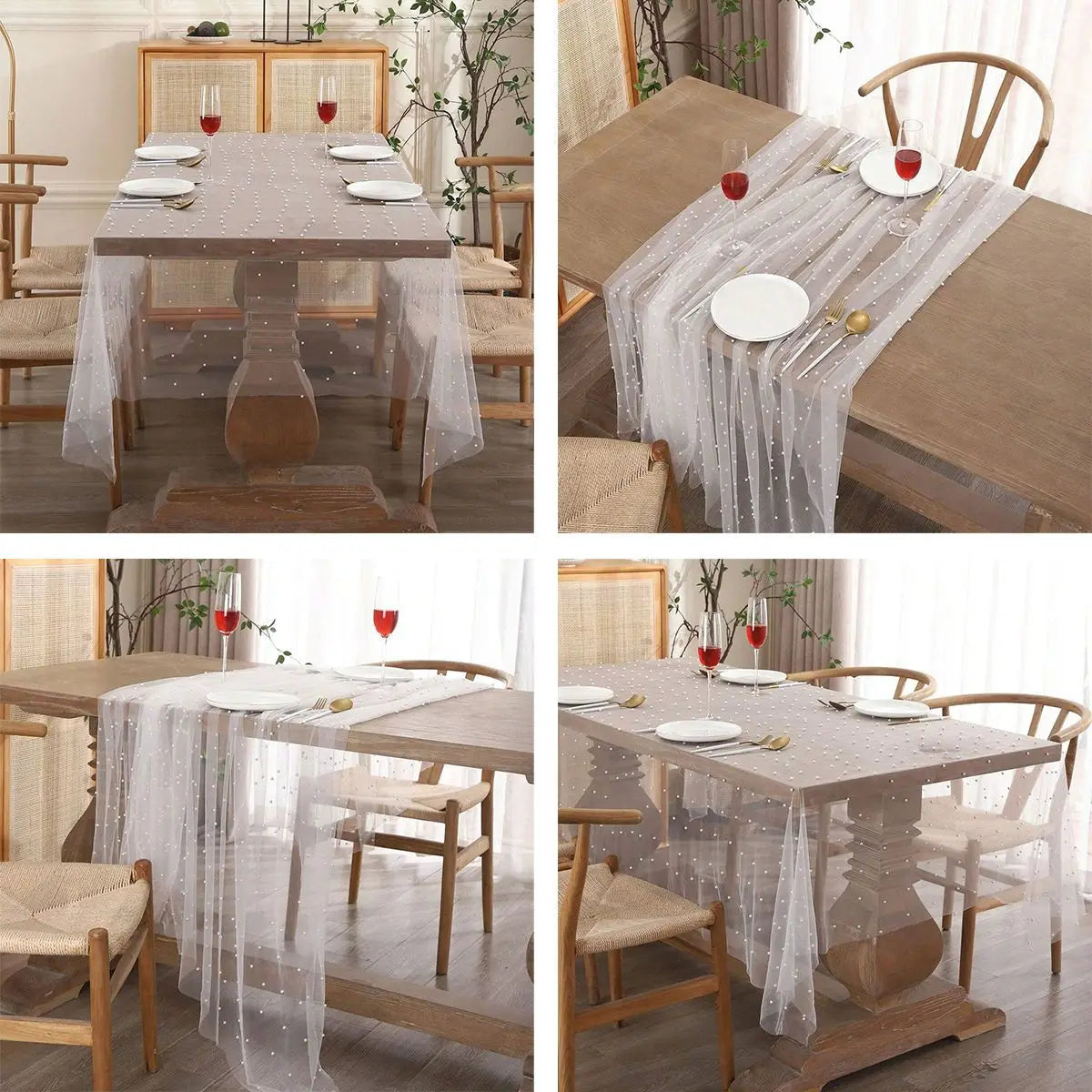 nappes tulle transparentes tables événements mariage anniversaire assiettes couverts