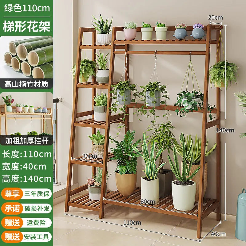 étagère plantes bois naturel moderne vis fixations pots différents 80cm largeur