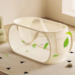 panier rangement pliable tissu polyestère beige clair maille moderne jouets rangement