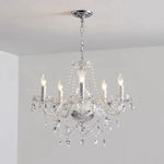 chandelier classique élégant argenté transparent chaîne 48cm diamètre 150cm longueur ampoules led