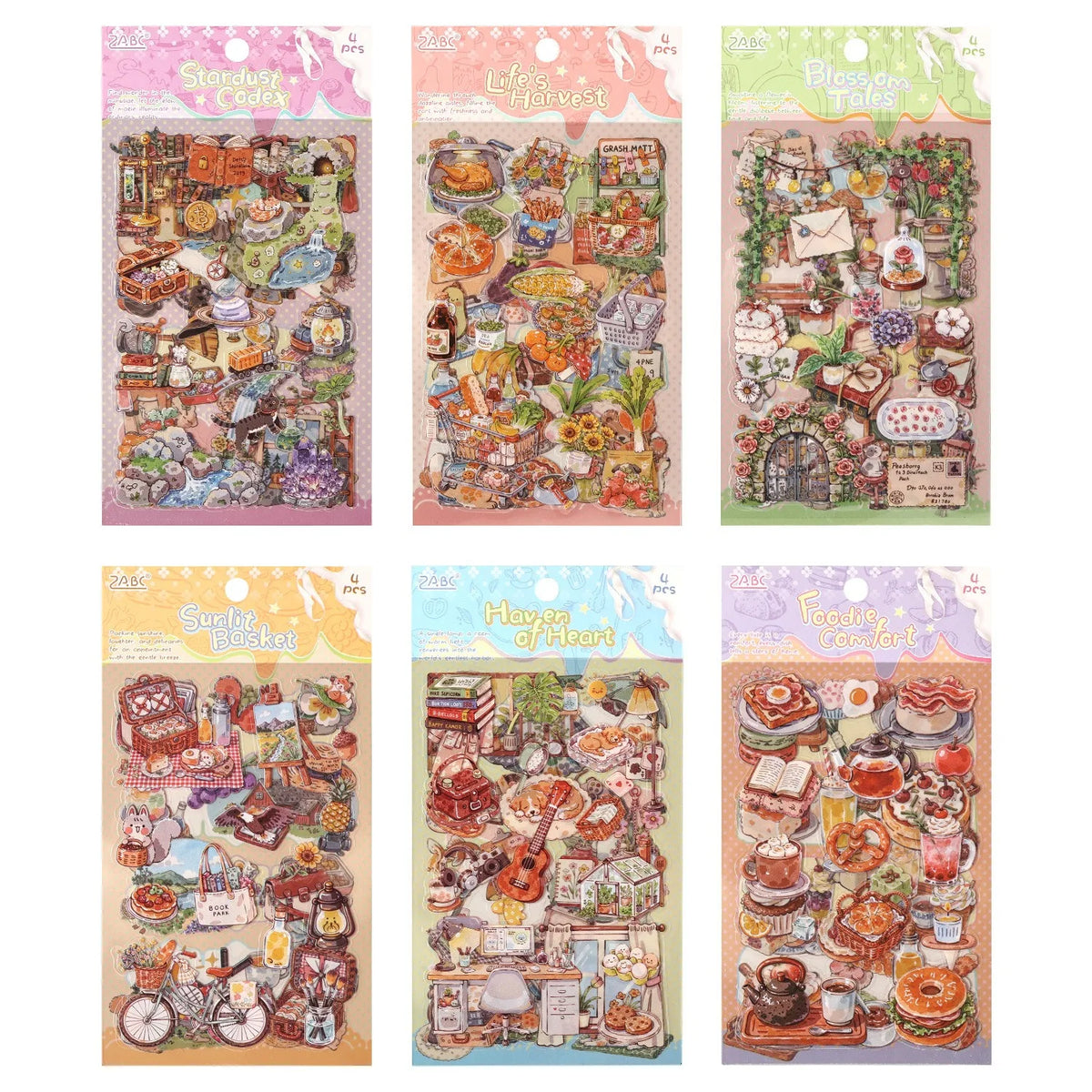 sticker mignon multicolore animaux fruits fleurs pique nique détails illustré clips boisscrição automática aqui